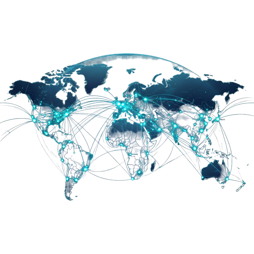 Global connected proxy nodes map illustration